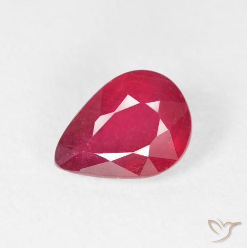 1.50ct 자연스러운 미디엄 레드 루비, 배 모양, VS-SI