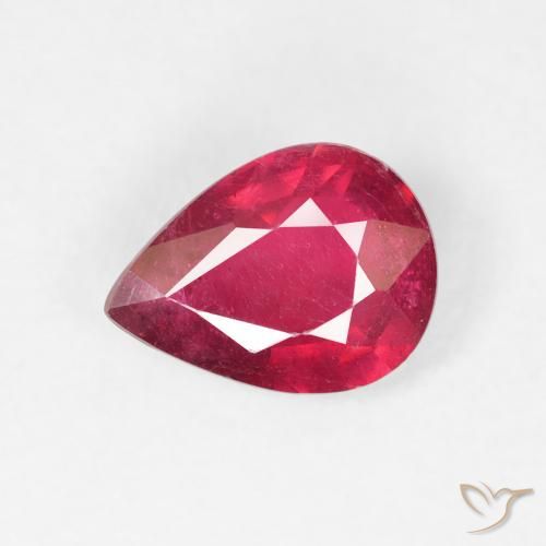 1.32ct 자연스러운 딥 크림슨 루비, 배 모양, VS-SI