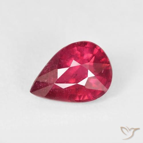 1.38ct 자연스러운 딥 크림슨 루비, 배 모양, VS-SI