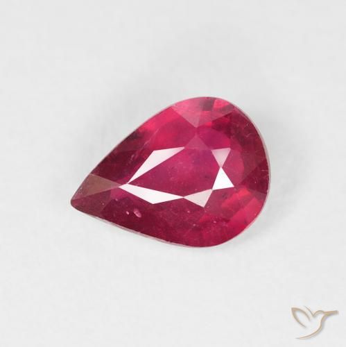 1.19ct 자연스러운 미디엄 레드 루비, 배 모양, VS-SI