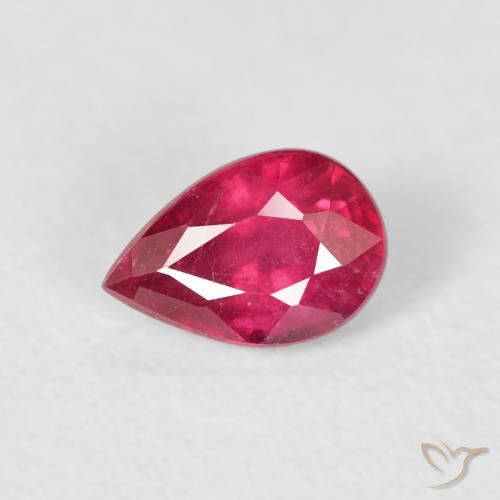 0.70ct 자연스러운 분홍빛이 도는 빨강 루비, 배 모양, VS-SI