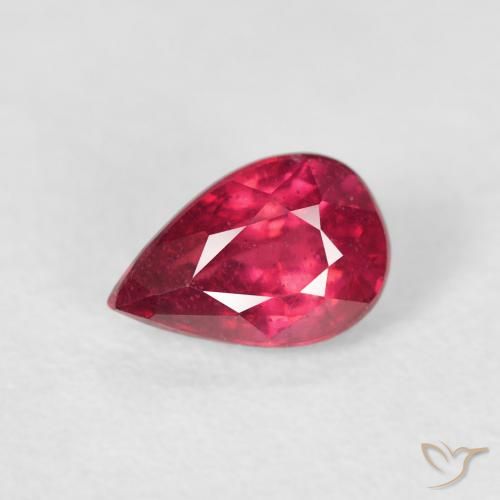 0.73ct 자연스러운 라이트 레드 루비, 배 모양, VS-SI