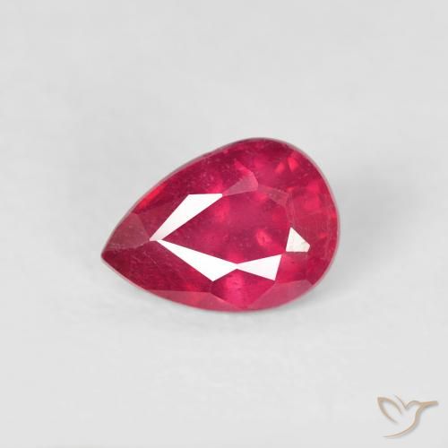 0.60ct 자연스러운 붉은빛이 도는 핑크 루비, 배 모양, VS-SI