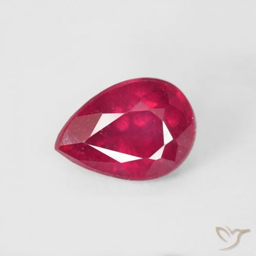 0.66ct 자연스러운 미디엄 레드 루비, 배 모양, VS-SI