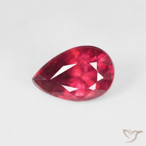 0.72ct 자연스러운 딥 크림슨 루비, 배 모양, VS-SI