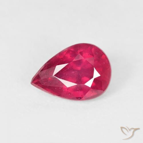 0.73ct 자연스러운 라이트 레드 루비, 배 모양, VS-SI