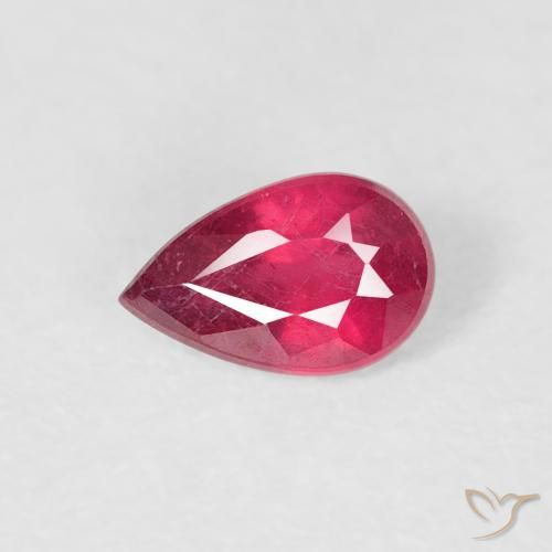 0.56ct 자연스러운 붉은빛이 도는 핑크 루비, 배 모양, VS-SI
