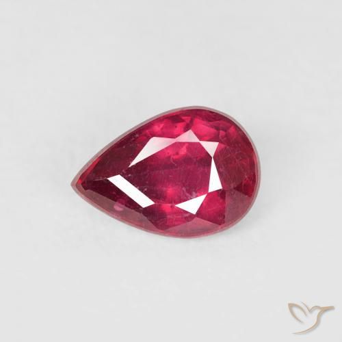 0.65ct 자연스러운 다크 레드 루비, 배 모양, VS-SI