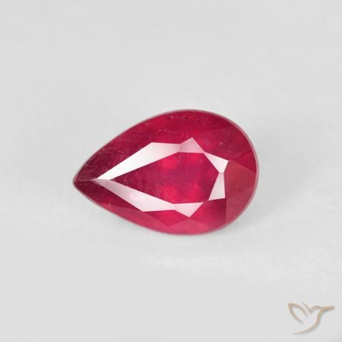 0.63ct 자연스러운 잼 레드 루비, 배 모양, VS-SI