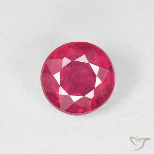 0.85ct 자연스러운 분홍빛이 도는 빨강 루비, 둥근, VS