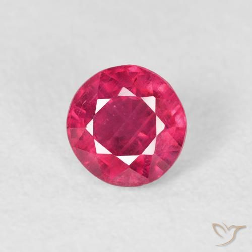 0.74ct 자연스러운 분홍빛이 도는 빨강 루비, 둥근, VS
