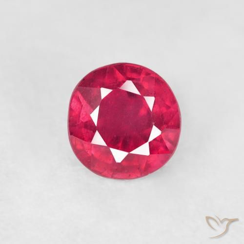 0.90ct 자연스러운 미디엄 레드 루비, 둥근, VS
