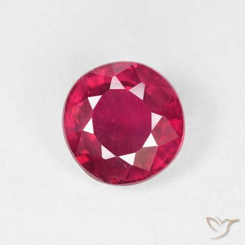 0.89ct 자연스러운 미디엄 레드 루비, 둥근, VS