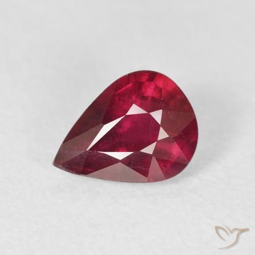 1.44ct 자연스러운 딥 레드 루비, 배 모양, VS-SI