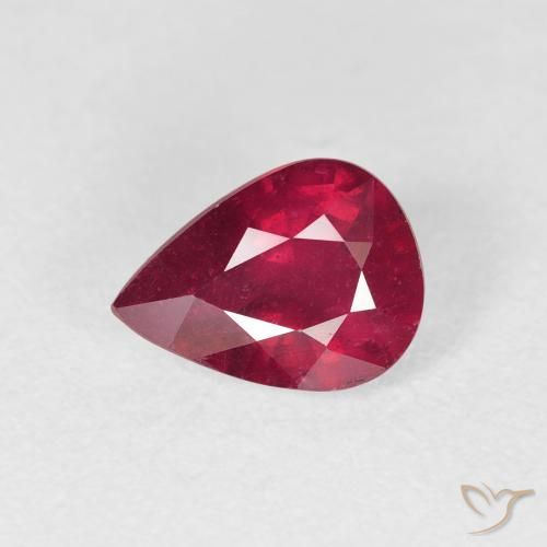 1.59ct 자연스러운 딥 레드 루비, 배 모양, VS-SI