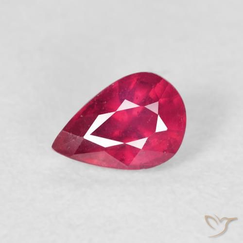 0.86ct 자연스러운 붉은빛이 도는 핑크 루비, 배 모양, VS-SI