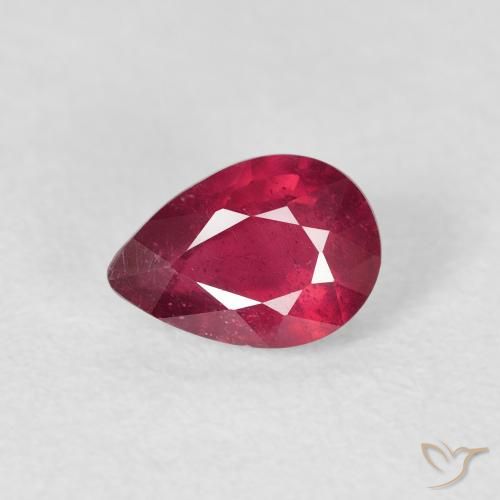 1.17ct 자연스러운 미디엄 레드 루비, 배 모양, VS-SI