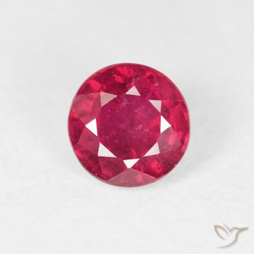 0.99ct 자연스러운 미디엄 레드 루비, 둥근, VS