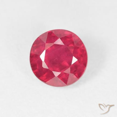0.93ct 자연스러운 분홍빛이 도는 빨강 루비, 둥근, VS