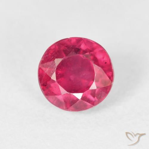 0.98ct 자연스러운 분홍빛이 도는 빨강 루비, 둥근, VS