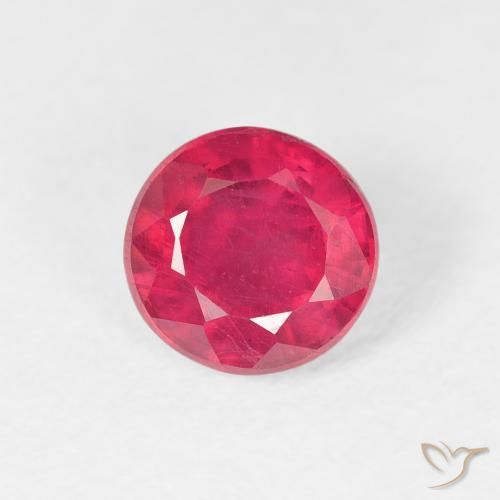 1.34ct 자연스러운 분홍빛이 도는 빨강 루비, 둥근, VS