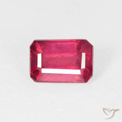 1.00ct 자연스러운 라이트 레드 루비, 에메랄드 컷, VS