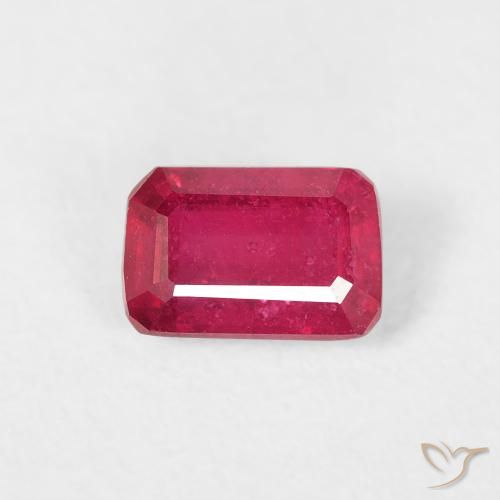 0.84ct 자연스러운 라이트 레드 루비, 에메랄드 컷, VS