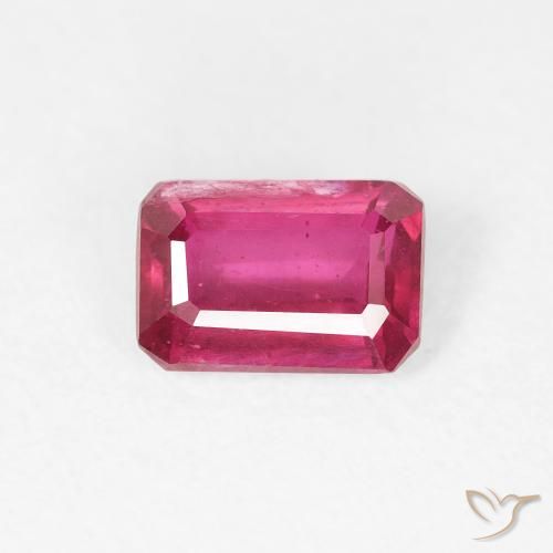 0.77ct 자연스러운 붉은빛이 도는 핑크 루비, 에메랄드 컷, VS