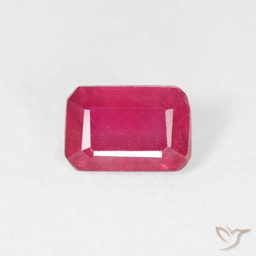 0.86ct 자연스러운 미디엄 레드 루비, 에메랄드 컷, VS
