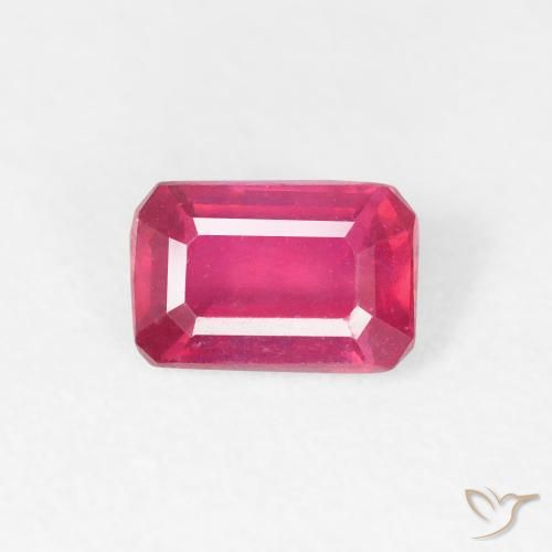0.77ct 자연스러운 미디엄 레드 루비, 에메랄드 컷, VS