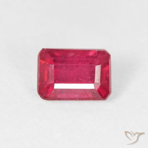 1.05ct 자연스러운 딥 크림슨 루비, 에메랄드 컷, VS