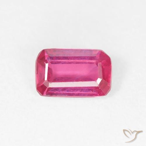 0.67ct 자연스러운 분홍빛이 도는 빨강 루비, 에메랄드 컷, VS
