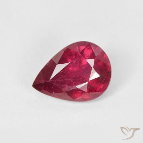 1.70ct 자연스러운 분홍빛이 도는 빨강 루비, 배 모양, VS