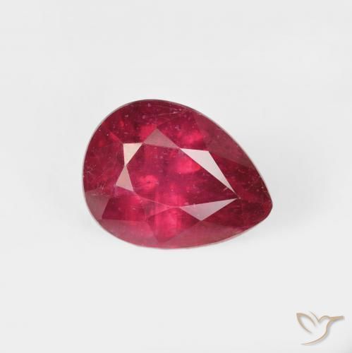 2.11ct 자연스러운 잼 레드 루비, 배 모양, VS
