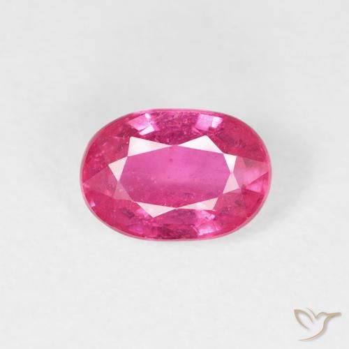 1.11ct 자연스러운 분홍빛이 도는 빨강 루비, 타원형, VS