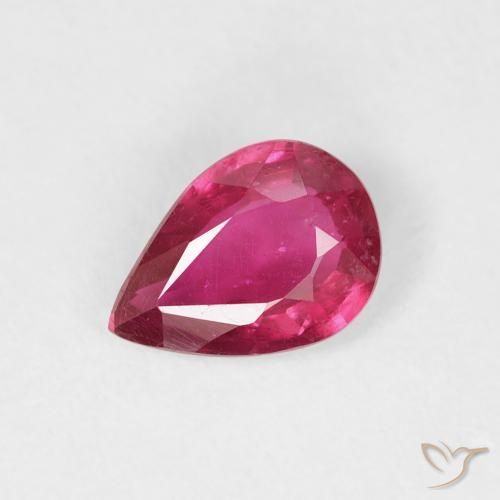 0.76ct 자연스러운 분홍빛이 도는 빨강 루비, 배 모양, VS-SI