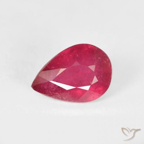 0.89ct 자연스러운 딥 크림슨 루비, 배 모양, VS-SI