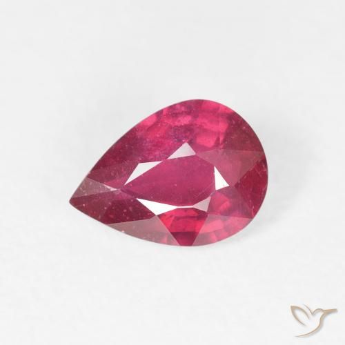 0.93ct 자연스러운 분홍빛이 도는 빨강 루비, 배 모양, VS-SI