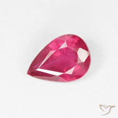 0.83ct 자연스러운 붉은빛이 도는 핑크 루비, 배 모양, VS-SI