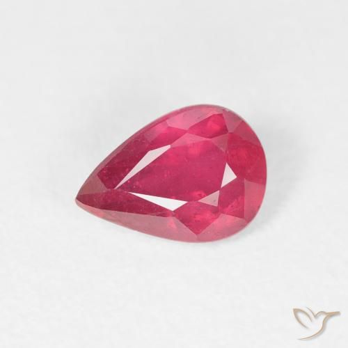 0.96ct 자연스러운 분홍빛이 도는 빨강 루비, 배 모양, VS-SI