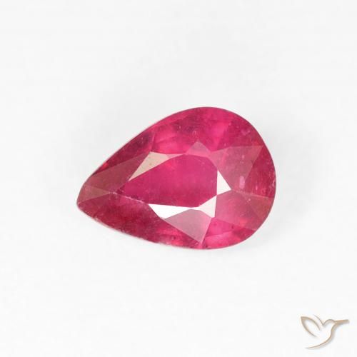 0.95ct 자연스러운 분홍빛이 도는 빨강 루비, 배 모양, VS-SI