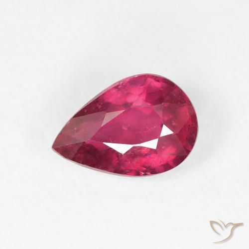 0.99ct 자연스러운 딥 레드 핑크 루비, 배 모양, VS-SI