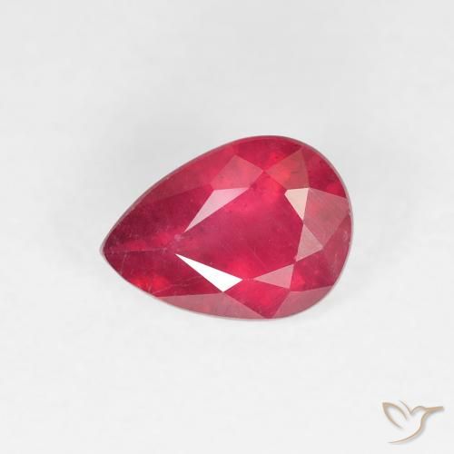 0.97ct 자연스러운 잼 레드 루비, 배 모양, VS-SI