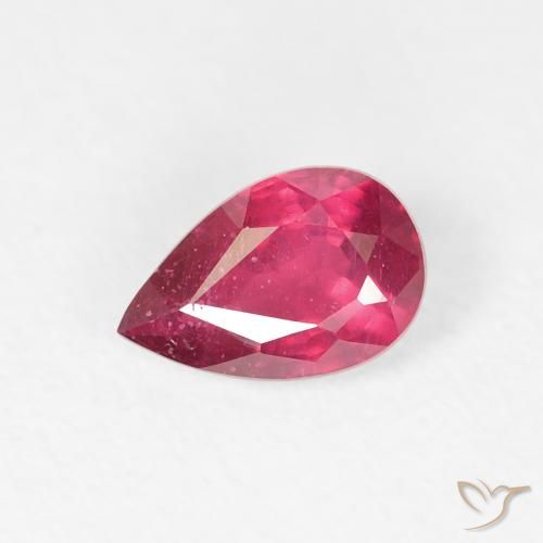 0.84ct 자연스러운 딥 레드 핑크 루비, 배 모양, VS-SI