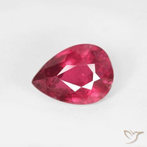 1.04ct 자연스러운 분홍빛이 도는 빨강 루비, 배 모양, VS-SI