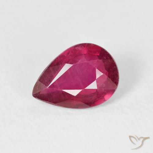 0.90ct 자연스러운 분홍빛이 도는 빨강 루비, 배 모양, VS-SI