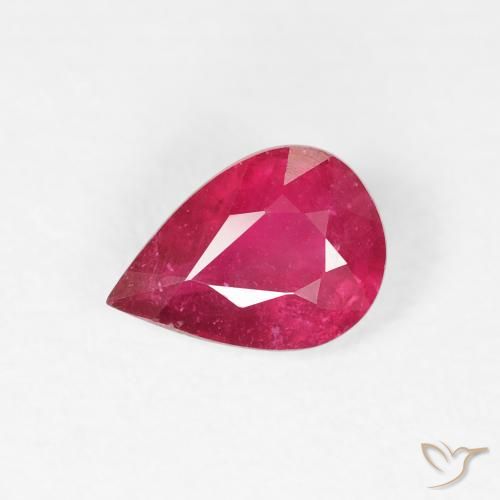 0.90ct 자연스러운 미디엄 레드 루비, 배 모양, VS-SI