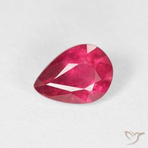 0.91ct 자연스러운 라이트 레드 루비, 배 모양, VS-SI