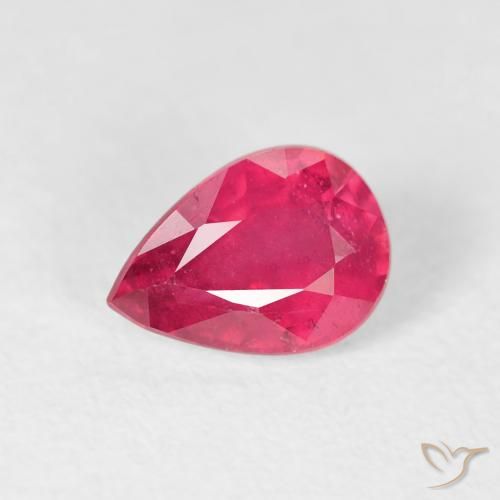 1.01ct 자연스러운 분홍빛이 도는 빨강 루비, 배 모양, VS-SI