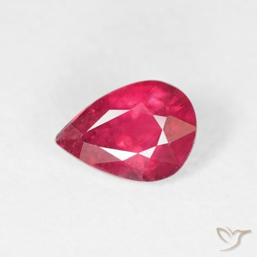 0.86ct 자연스러운 미디엄 레드 루비, 배 모양, VS-SI